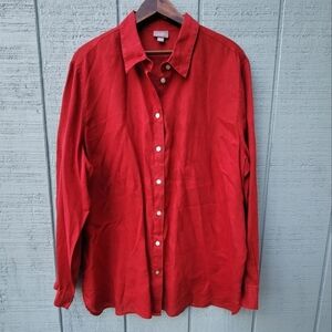 J Jill 100% Linen MOP Button Down Tunic size XL Red